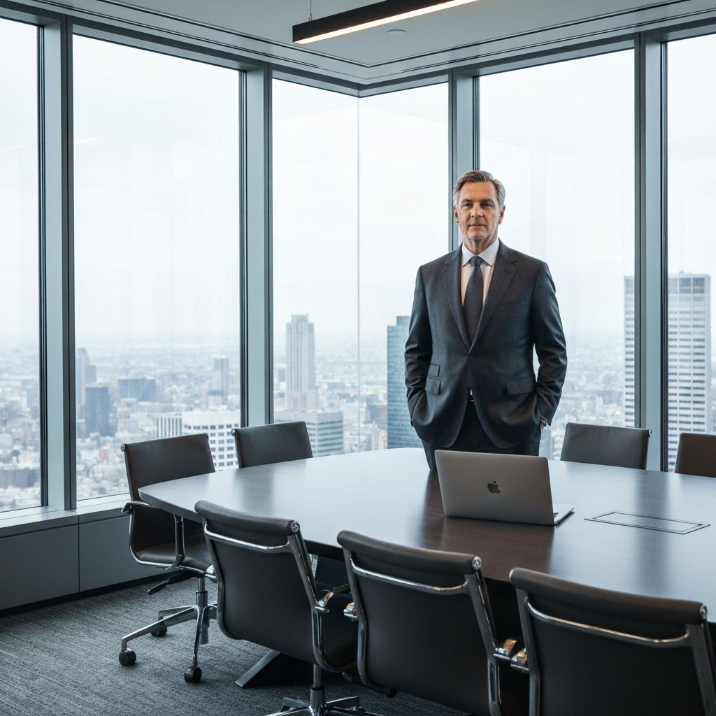 Ejecutivo de HQ supervisando operación global